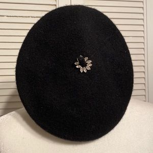 Bejeweled French Beret in black w/ set in stone CZ!